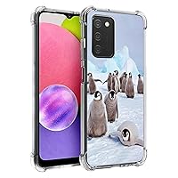 Galaxy A03s Case, Cute Playing Penguin Drop Protection Shockproof Case TPU Full Body Protective Scratch-Resistant Cover for Samsung Galaxy A03s
