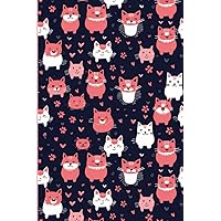 Cats Notebook, 160 pages, 6x9 inches, Pink and Black
