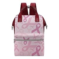 Pink Breast Cancer Awareness Casual Travel Laptop Backpack Fashion Waterproof Bag Hiking Backpacks Red-Style
