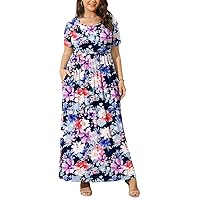 Women Summer XL-6X Plus Size Maxi Dress Long Dresses with Pockets