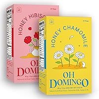 OH DOMINGO Honey Chamomile Tea Honey Hibiscus Tea Bundle Pack, Individually Wrapped Tea Bags, 20 Count Pack of 2