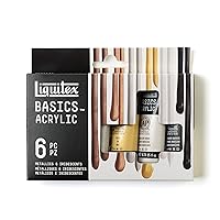 BASICS Acrylic Paint Set, 6 x 22ml (0.74-oz) Tube Paint Set, Metallic & Iridescent