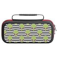 Alien Head and Pink Eyes Portable Protective Shell Compatible with Switch Case Hard Travel Tote Bag with 20 Game Cartridges