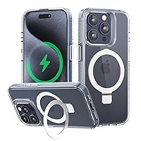 for iPhone 15 Pro Case with Stand Magnetic, [Compatible with MagSafe] Invisible Stand Clear Slim Shockproof Protective Phone Case 6.1 inch [Military Drop Protection]