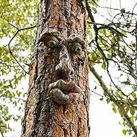 3D Old Man Tree Face Hugger Garden Yard Art Decoration Sculpture Whimsical Easter Funny Decor Outdoor Bark Ghost Face Decorations for Halloween Christmas Creative Props（Dad Tree）