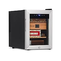 NewAir 250 Count Electric Cigar Humidor Wineador in Stainless Steel, Spanish Dear Shelves, Thermoelectric Cooling with Precision Digital Touch Temperature Controls