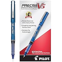 Pilot, Precise V5, Capped Liquid Ink Rolling Ball Pens, Extra Fine Point 0.5 mm, Blue, Pack of 12