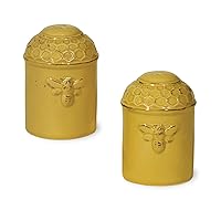 Boston International Embossed Ceramic Salt and Pepper Shakers, 2-Piece Set, Honeycomb,JC16117