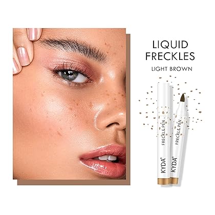 KYDA 2 Colors Freckle Pen,Natural Lifelike Freckle Makeup Pen Magic Freckle Color,Waterproof Longlasting Soft Dot Sopt Pen,for Natural Effortless Sunkissed Makeup-Dark Brown&Light Brown