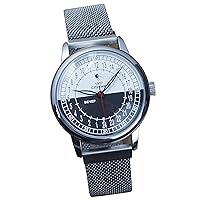 Military Sputnik Mens Wrist Watch 24 Hours Day & Night Rare Mens Watch Gift for Mens (Milanese Bracelet)