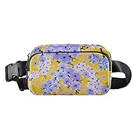 Beautiful Purple Flowers Belt Bag for Women Men Water Proof Fanny Bags with Adjustable Shoulder Tear Resistant Fashion Waist Packs for Travel