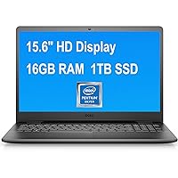 Dell Flagship Inspiron 15 3000 3502 Laptop 15.6” HD Anti-Glare Narrow Border Display Intel Quad-Core Pentium Silver N5030 16GB RAM 1TB SSD HDMI USB 3.2 WiFi5 Win10 Pro Black (Renewed)