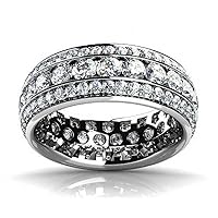 5.00 ct Ladies Three Row Round Cut Diamond Eternity Wedding Band Ring in Platinum