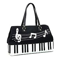 Piano and Music Key Notes Canvas with Leatherette Trim Doctor's Satchel (Black)