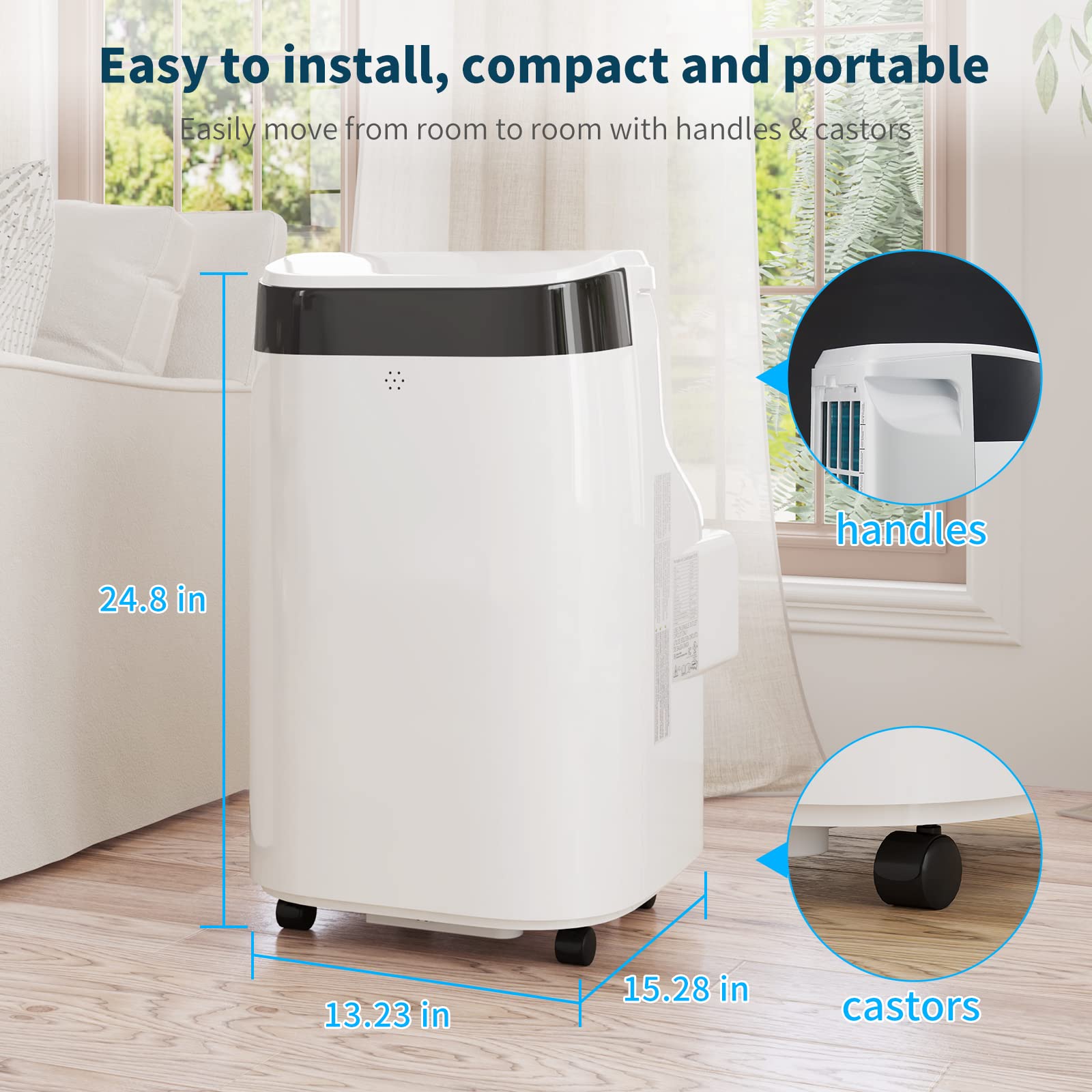Jojoka Portable Air Conditioner with Remote Control, 10000 BTU Portable AC for Room, Dorm, Office with Drying, Fan, Sleep Mode, 3 Speeds, 24H Timer Function, Cools Room up to 450 Sq. ft