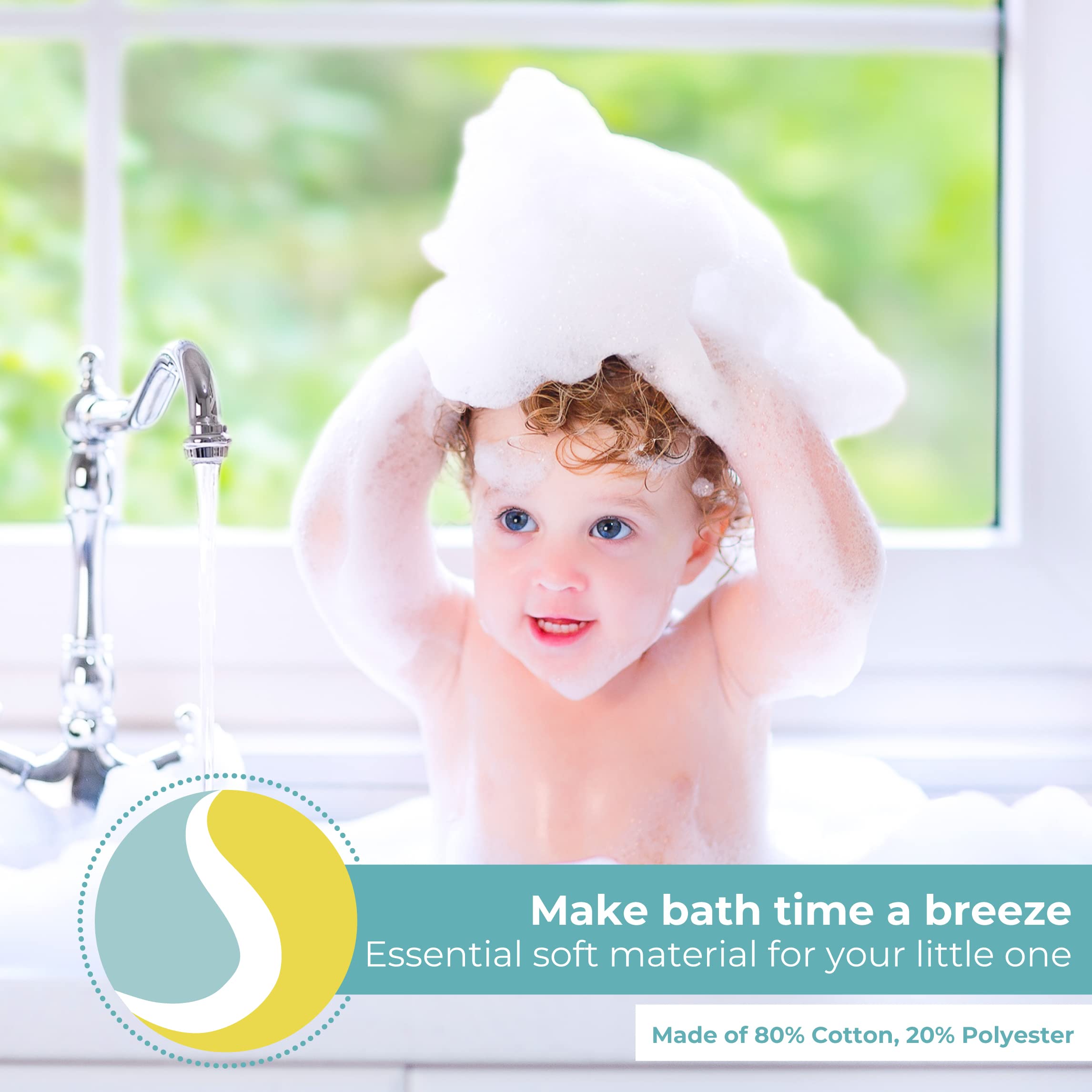 Spasilk Bath Hooded Towels & Washcloths Set for Babies, Hooded Terry Bath Towel & 4 Washcloths, Beige
