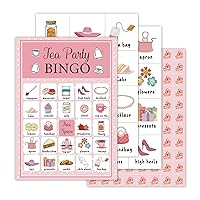 Tea Party Bingo Cards Birthday Party Games, Bridal Tea Party Games Bingo Cards, Garden Tea Party Favors Supplies Decorations, 24 Players Bingo Game - JY724