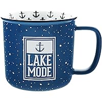 Pavilion - Lake Mode Ceramic 18-ounce Mug, Blue with Speckled Finish, Durable Thick Walled Camping Style Coffee Cup, Campfire Mug, Summer Kitchen Decor, 1 Count