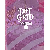 DOT GRID JOURNAL: PINK FLOWERS & GREEN LEAVES ON PURPLE COSMIC COLLAGE DESIGN COVER | 8.5