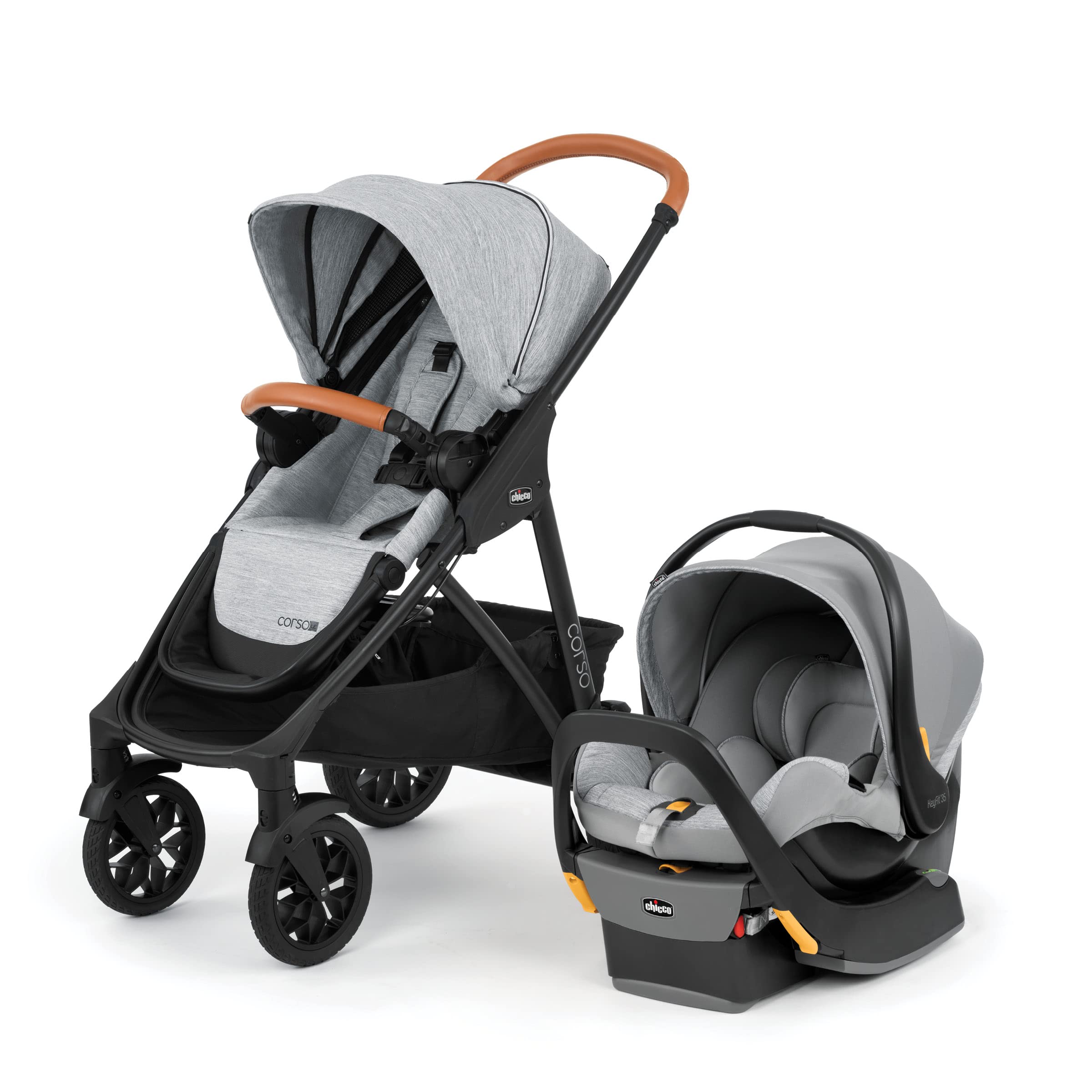 Chicco Corso LE Modular Travel System, Corso LE Stroller with KeyFit 35 Infant Car Seat and Base, Stroller and Car Seat Combo| Veranda/Grey