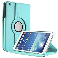 Multi-Angle 360 Stand Folio Case for Samsung Galaxy Tab 3 (8.0), Light Blue
