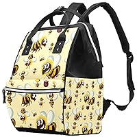 Cute Cartoon Yellow Bumble Bee Pattern Diaper Bag Backpack Baby Nappy Changing Bags Multi Function Large Capacity Travel Bag