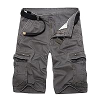 Men's Lightweight Casual Cargo Shorts Twill Zipper Pockets Outdoor Short Pants Cotton Military Army Short No Belt (Dark Grey,31)