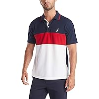 Nautica Men's Short Sleeve 100% Cotton Pique Color Block Polo Shirt