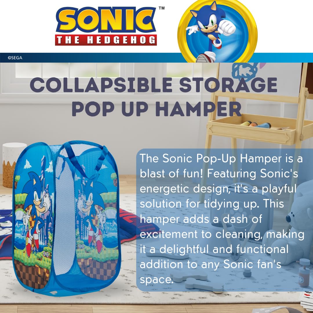Sonic Anime Kids Room Collapsible Storage Bin Pop Up Hamper, One Size, (100% Officially Licensed Product)