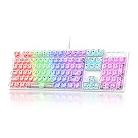 Mechanical Keyboard with 104 Keys, Translucent Keycaps, 19 Types of RGB Backlighting, USB Wired White Full-Size Keyboard for Windows PC Mac Xbox Gamer Gaming Keypads Creative Gifts