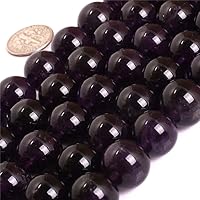 AAA Grade Natural Round Genuine Gemstone Semi Precious Stone Beads for Jewelry Making 15‘’ (Smooth Purple Amethyst/14MM)