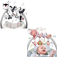XIXILAND Musical Car Seat Toys Black and White Baby Toys & Newborn Toys Musical Stroller Toys, Infant Toys 0-6 Months Carseat Toys for Infants Brain Development Hanging Toys