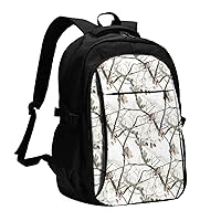 Travel Laptop Backpack Business Backpack for Men Women White Tree Camo Travel Backpack with USB Charging Port