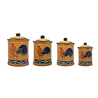 Tuscany Sunshine Country Rooster, Hand Painted Canisters, Set of 4, 85701