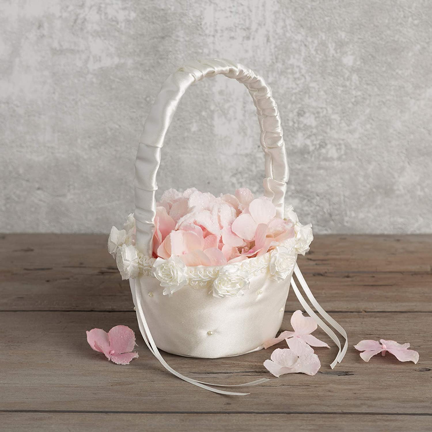 Simplicity 5073062010 Small Flower Girl Basket for Weddings and Other Celebrations, 3.5'' W x 5'' L x 7.5'' H, White Ivory
