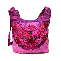 Large Floral Embroidered Lightweight Plaid Material Hobo Purse Crossbody Sling Bag - Womens Fashion Handmade Boho Accessories