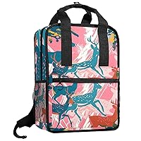 Travel Backpack for Men,Backpack for Women,Christmas Geometric Colorful Deer,Backpack