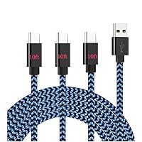 USB Type C Cable,3Pack 10ft USB A to USB C Fast Charging Braided Charge Cord for iPhone 15 15 pro Samsung Galaxy S10 S9 S8 Plus,Note 9 8,A11 A20 A51,LG G6 G7 V30 V35,Moto Z2 Z3 and More