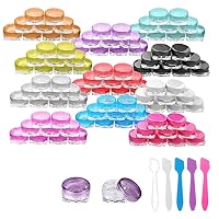 Accmor 99 Pieces 3g Makeup Containers Empty Clear Plastic Sample Containers with Lids Cosmetic Jars with 5 Pieces Mini Spatulas