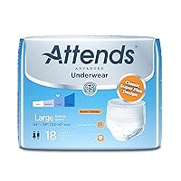Attends Underwear for Adult Incontinence Care with Quick-Dry Channels, Ultimate Absorbency, Unisex, Large, 18 count (x4)