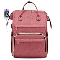 LOVEVOOK Laptop Backpack for Women,15.6 Inch Professional Womens Travel Backpack Purse Computer Laptop Bag Nurse Teacher Backpack,Waterproof College Work Bag Carry on Back Pack with USB Port,Light-red
