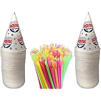 100 Count 6oz Snow Cone Cups with 100 8