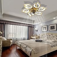 WERSVG Quiet Ceiling Fan with Lighting LED Living Room Lamp Gold Ceiling Light Dimmable 3500 K - 6500 K Bedroom Fan Ceiling Lamp for Dining Room Bedroom Living Room Diameter 65 cm 70 W
