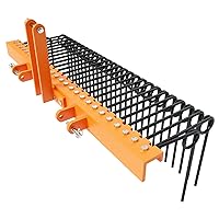 5FT Pine Straw Needle Rake,3 Point Straw Rake,Durable Powder Coated Steel Spring Landscape Rake Fit for Cat0,Cat1,Cat3 Tractors