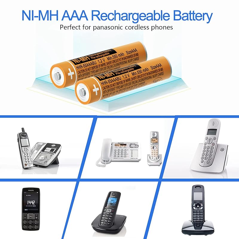 NI-MH AAA Rechargeable Battery 1.2V 550mah 4-Pack hhr-55aaabu AAA Batteries  for Panasonic Cordless Phones, Remote Controls, Electr