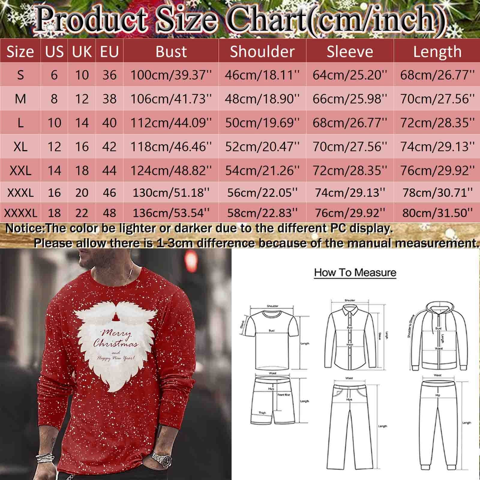Buy Merry Christmas Long Sleeve T Shirt for Men Funny Deer and Christmas  Tree Printed Graphic Crew Neck Novelty Tee Shirts Blouse