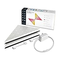 Sky Starter Kit, 2 Triangle LED Tiles with 64 RGB (16M Colors) Triangular Pixels per Tile - Modular Wi-Fi-Enabled Indoor White Wall Light for Decoration, Gaming and Smart Home