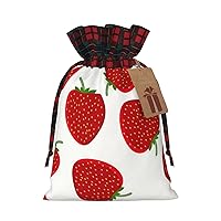 MQGMZ Strawberry Print Xmas Gift Bags, Candy Bags For Wrapping Gifts For Halloween, Birthday, Wedding, 2 Sizes