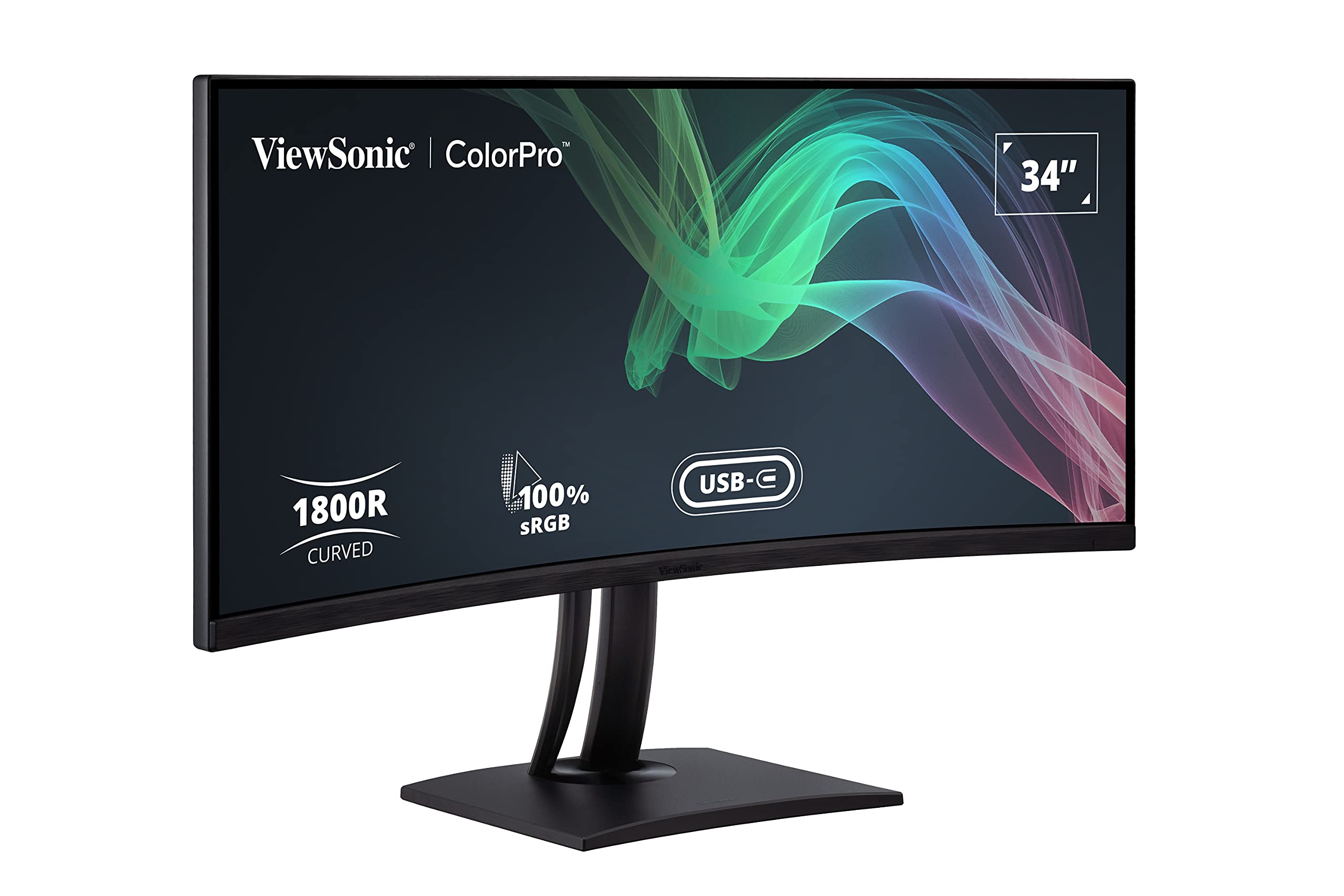 ViewSonic VP3481a 34-Inch WQHD+ Curved Ultrawide USB C Monitor with FreeSync, 100Hz, ColorPro 100% sRGB Rec 709, 14-bit 3D LUT, Eye Care, 90W USB C, HDMI, DisplayPort for Home and Office,Black