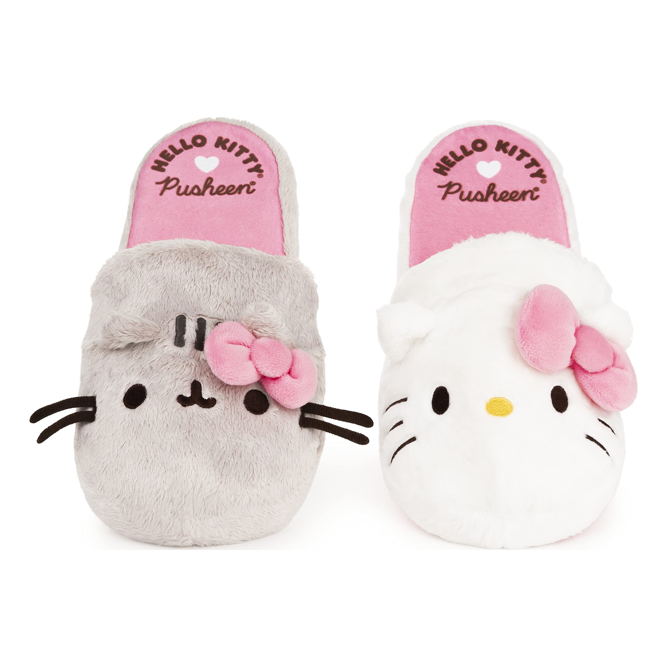 GUND Hello Kitty x Pusheen Plush Cat Slippers, One Size Fits Most